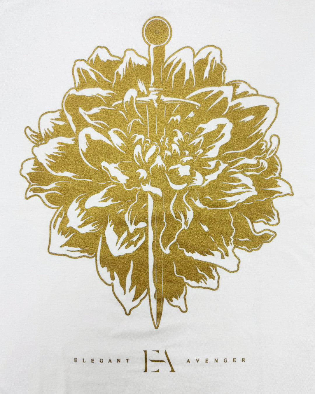 遠藤哲哉「Elegant Avenger」 Tシャツ (ホワイト/ゴールド）