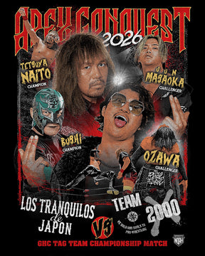 内藤哲也&BUSHI vs OZAWA&政岡純 GHCタッグ選手権試合ビジュアルTシャツ
