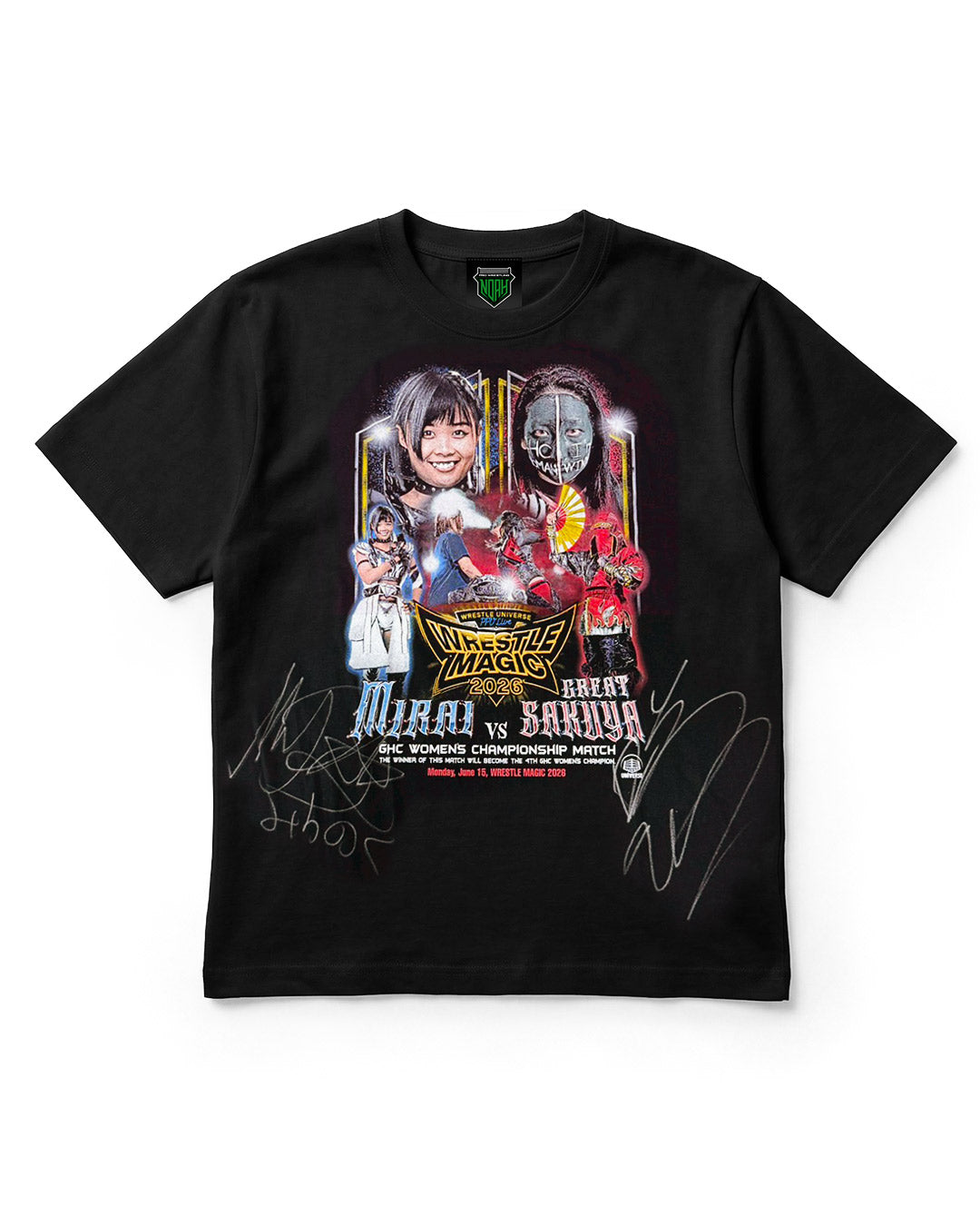 【選手直筆サイン入り】GHC女子王座決定戦 MIRAI vs 愚零闘咲夜 ビジュアルTシャツ（MIRAI/愚零闘咲夜）