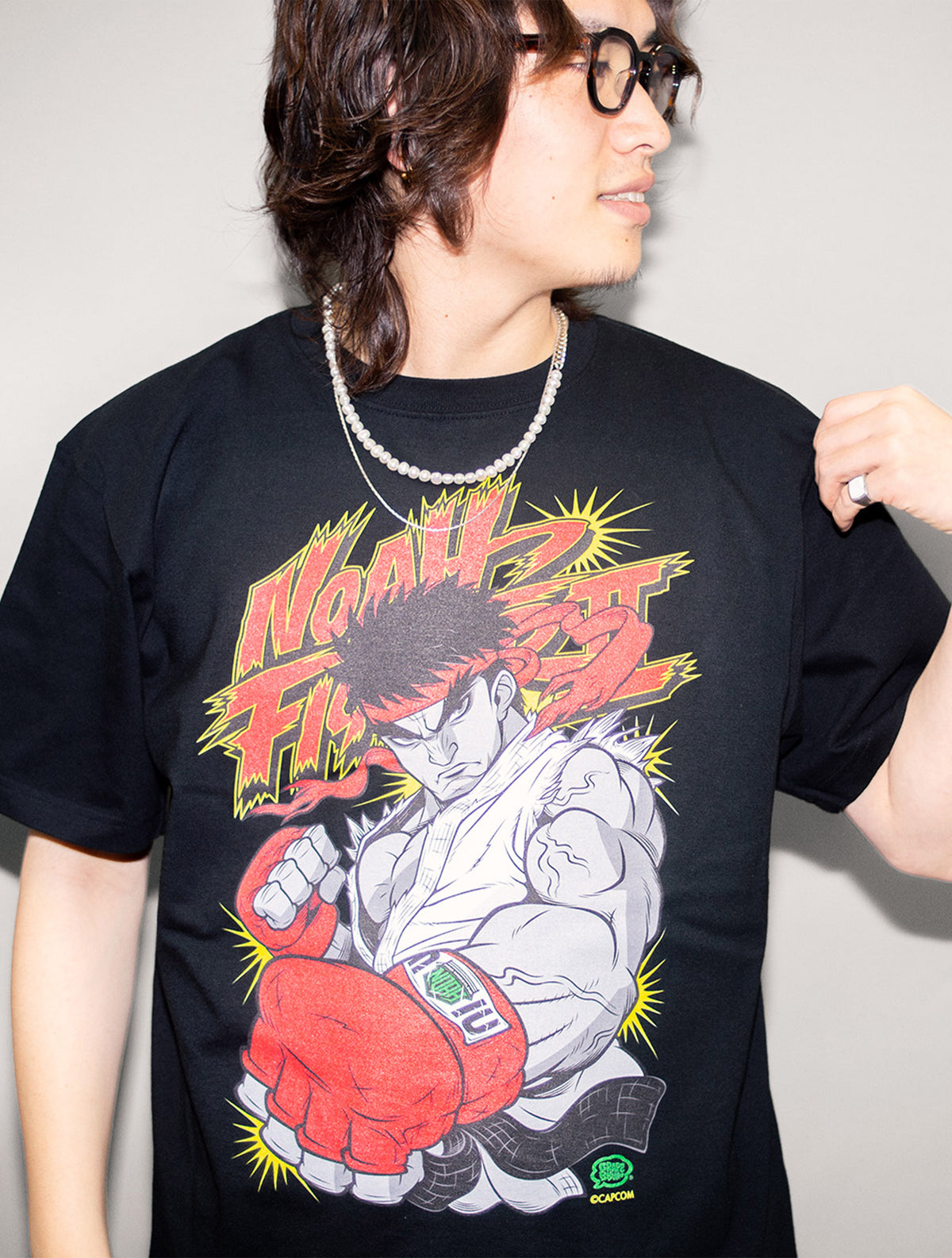 NOAH FIGHTER Ⅱ Tシャツ (リュウ/RYU) ストリートファイターⅡ × プロレスリング・ノア× GRAPE BRAIN