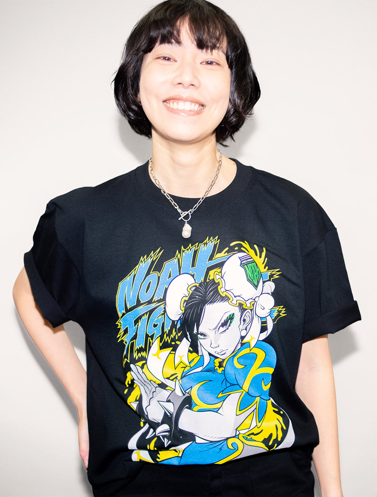 NOAH FIGHTER Ⅱ Tシャツ （春麗/CHUN-LI） ストリートファイターⅡ × プロレスリング・ノア× GRAPE BRAIN