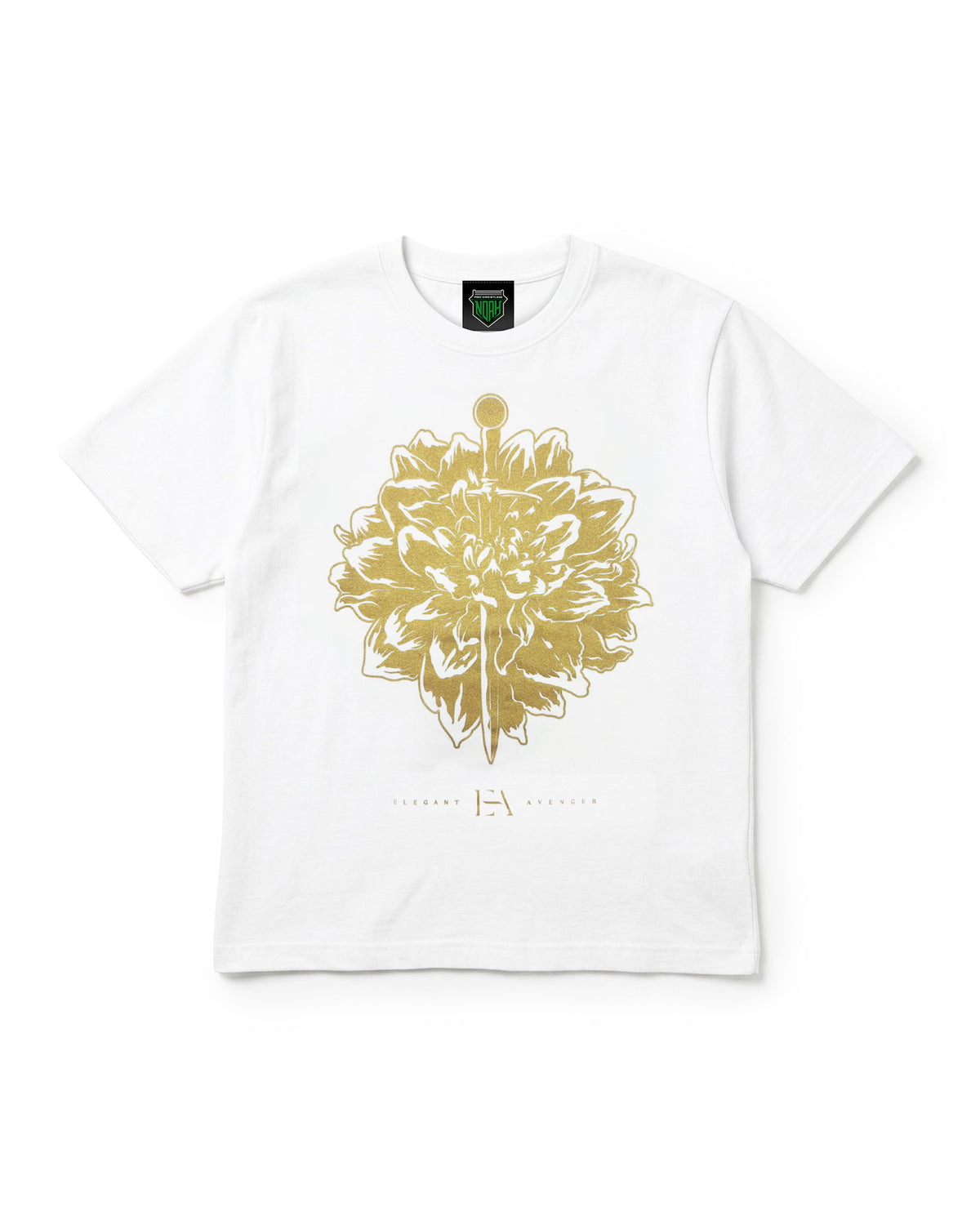 遠藤哲哉「Elegant Avenger」 Tシャツ (ホワイト/ゴールド）