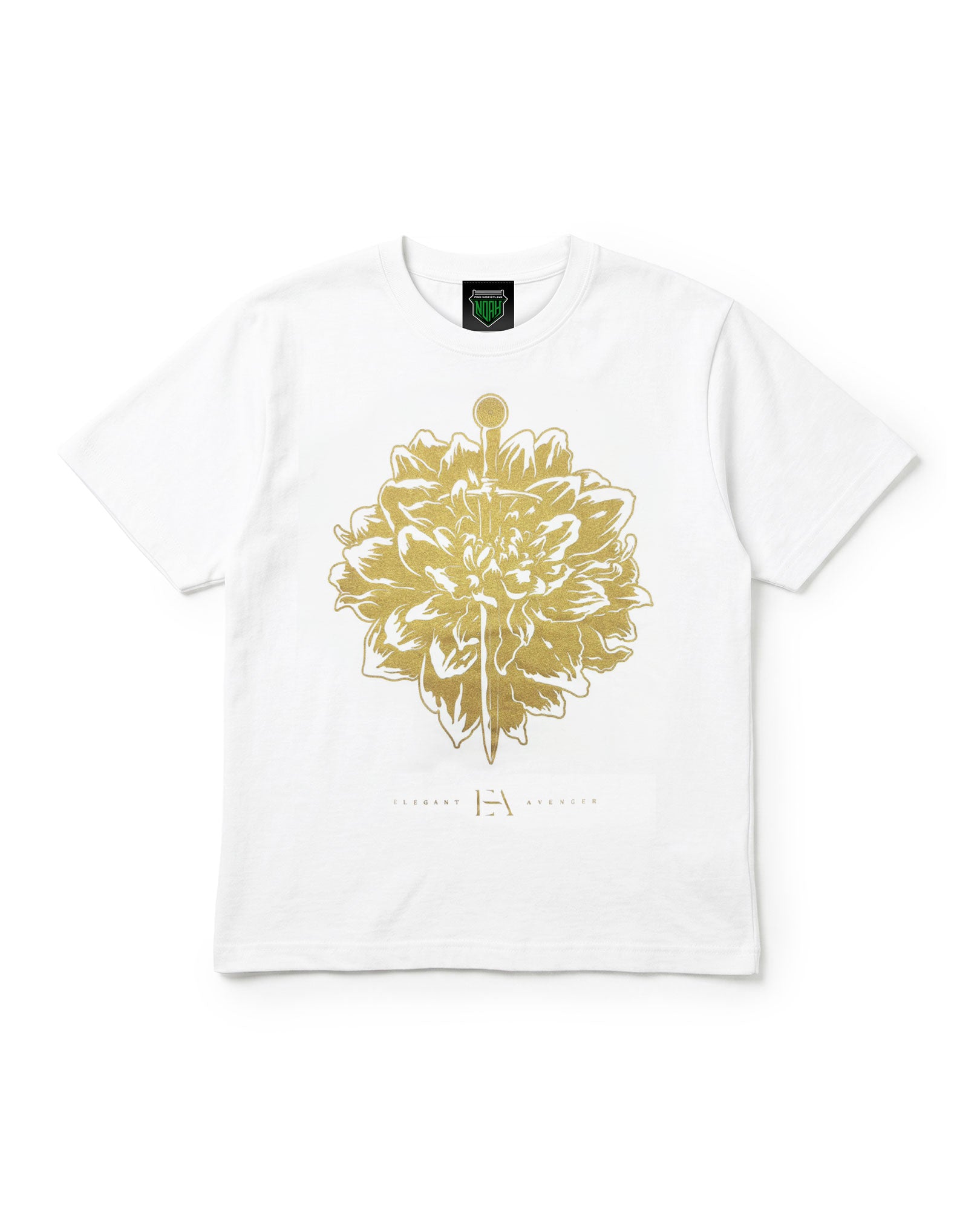 遠藤哲哉「Elegant Avenger」 Tシャツ (ホワイト/ゴールド）