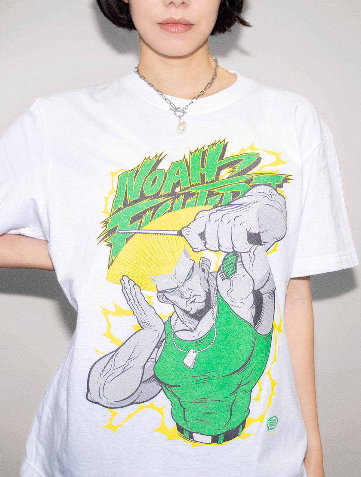 NOAH FIGHTER Ⅱ Tシャツ (ガイル/GUILE）ストリートファイターⅡ × プロレスリング・ノア× GRAPE BRAIN