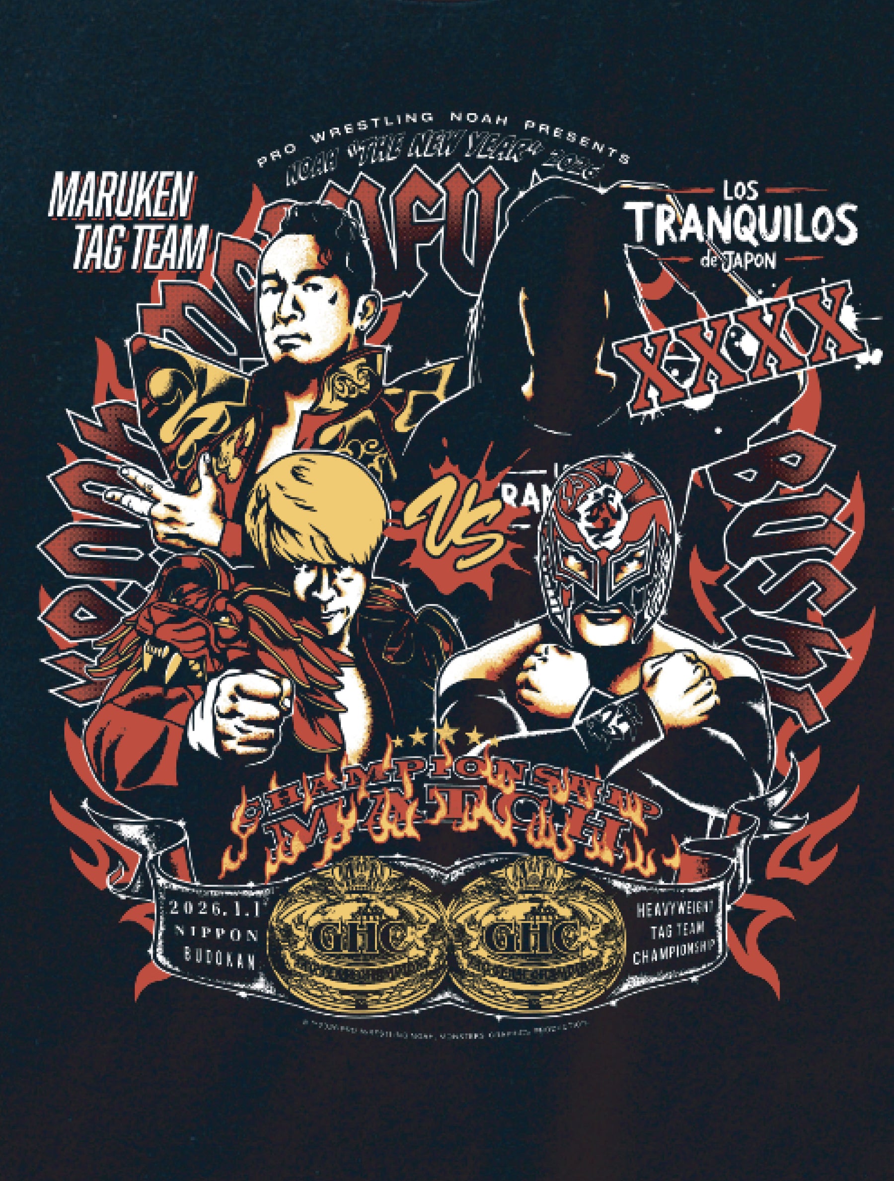 丸藤正道&拳王vsBUSHI＆XXXX ビジュアルTシャツ（MONSTERS GRAPHICS）