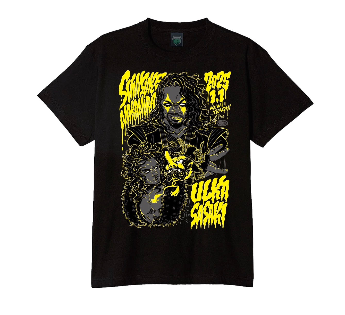 【通販限定】NOAH×GRAPE BRAIN 中邑真輔VS佐々木憂流迦イラストTシャツ イエローver.