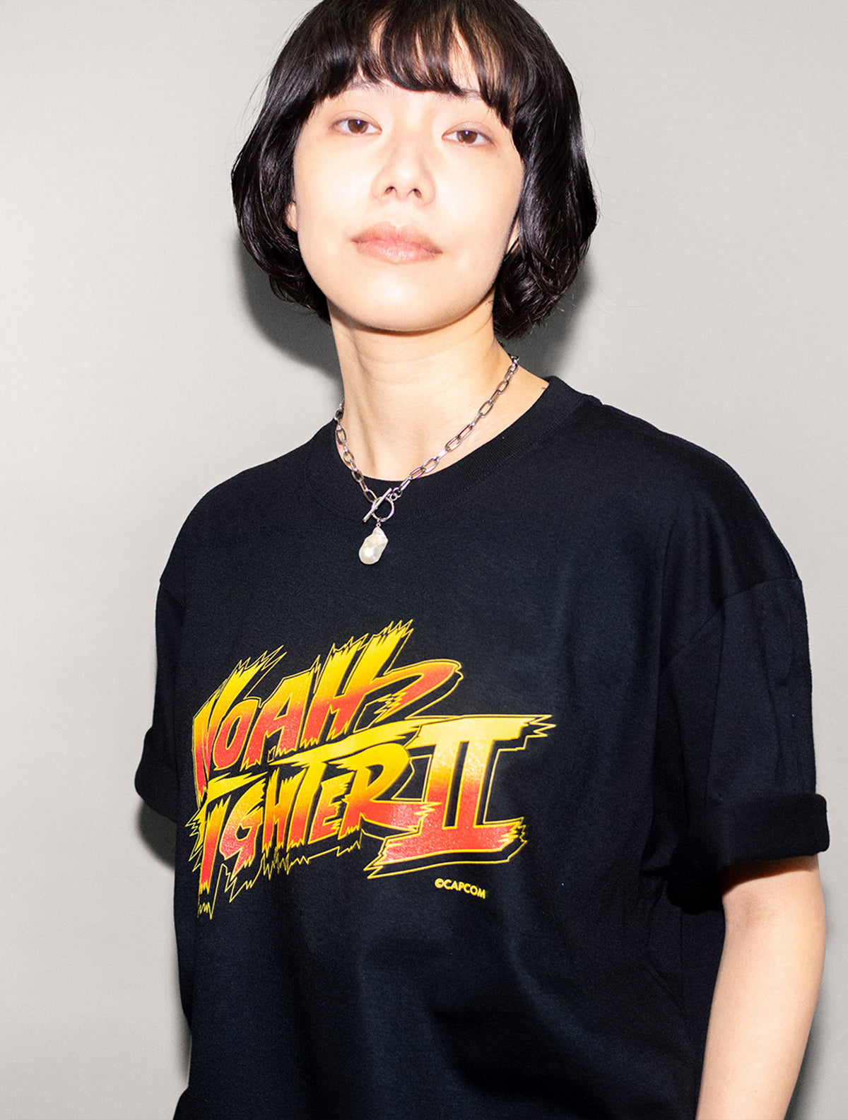 NOAH FIGHTER ⅡロゴTシャツ  ストリートファイターⅡ × プロレスリング・ノア× GRAPE BRAIN